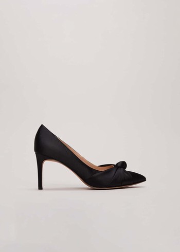 Phase Eight Black Satin Court Heels Black Canada | GFONID-841